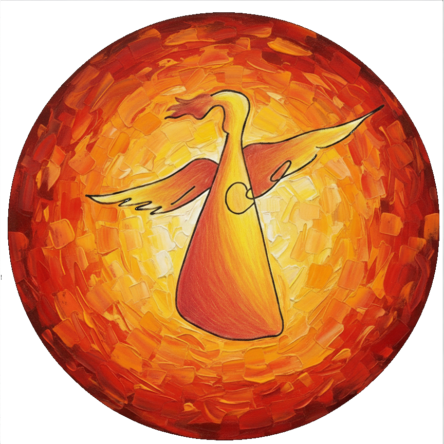 Engel in rot-orange-gelb